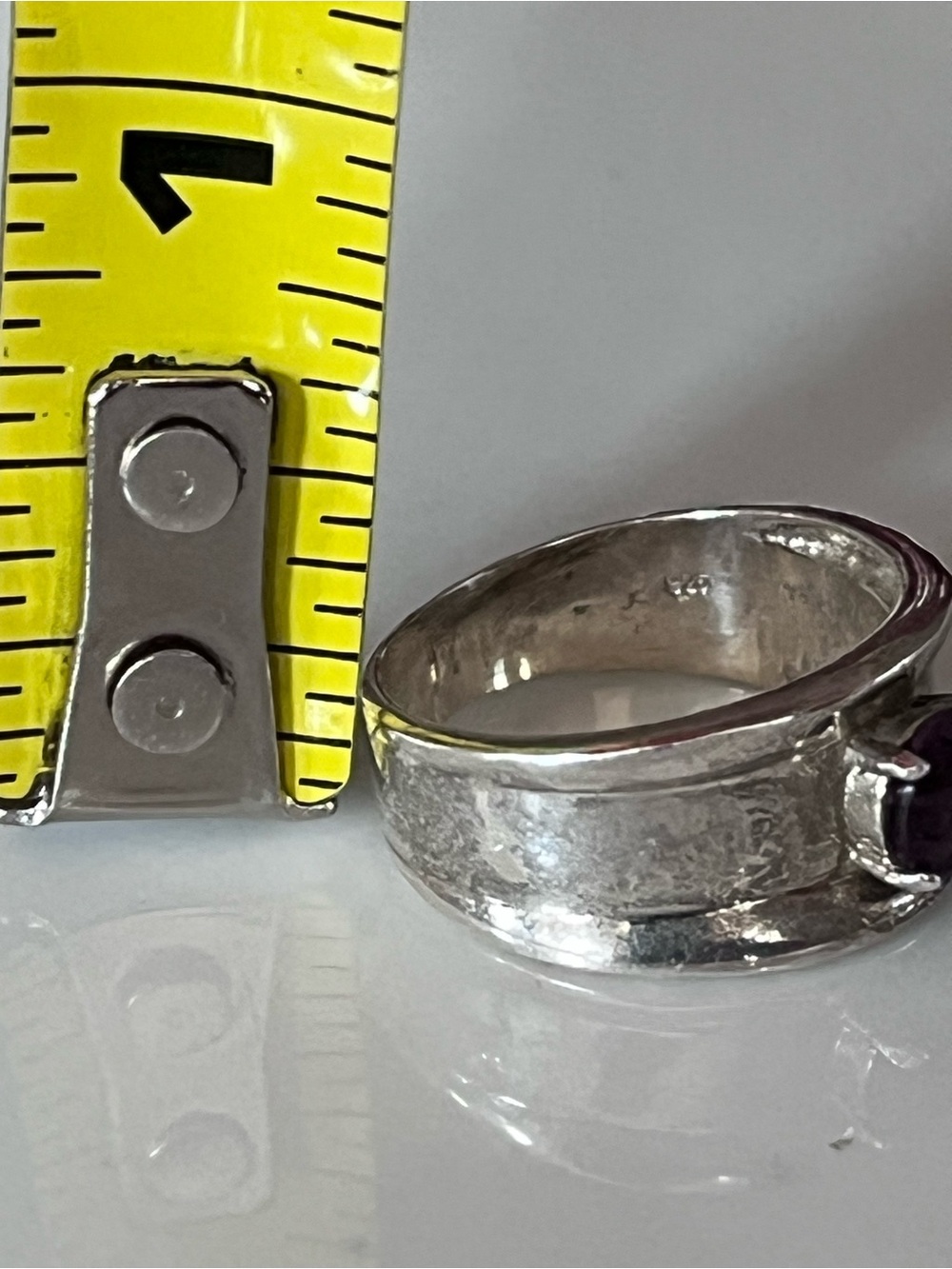 Handmade Sterling Silver 925 Ring with Amethyst Gemstone Size 7 - Picture 10 of 16